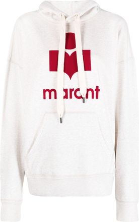 Isabel Marant logo-print drawstring cotton hoodie - women - Cotton/Polyester/Polyamide - 36 - Neutrals