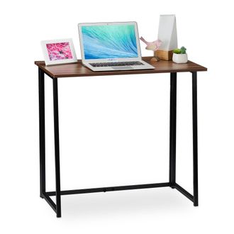 Relaxdays Relaxdays - Escritorio Plegable, Mueble De Oficina, 74,5x80x45 Cm, Marr&oacute;n/negro