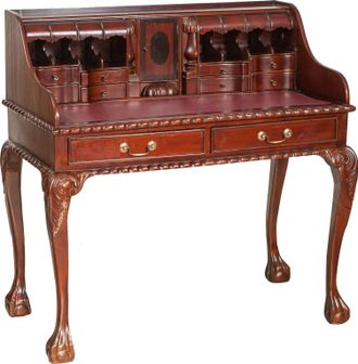 Biscottini International Mesita Con Forma De Cuello De Cisne De Madera Maciza De Caoba Con Efecto Nogal 103x64x105 Cm