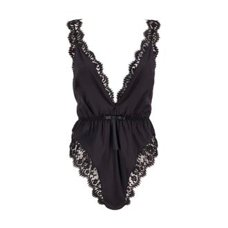 Dolce & Gabbana Full-Body, female, Black, M, Luxurious Lace Satin Bodysuit