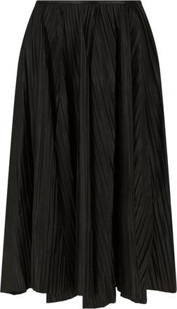 Ferragamo Womens Leather Pleated Midi Skirt In Black
