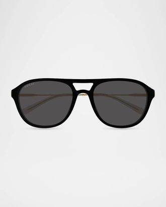 Gucci Men & apos;s GG2254SK Quiet Luxury Recycled Acetate & Metal Pilot Sunglasses
