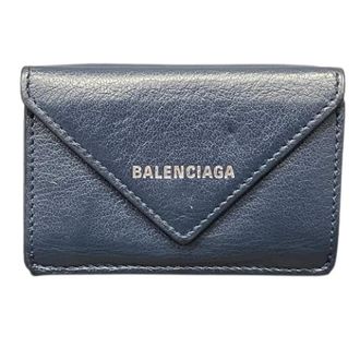 Balenciaga Pre-owned Wallets, male, Blue, Size: ONE SIZE Pre-owned Leather Trifold Mini Wallet