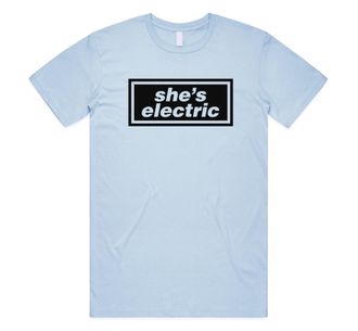 Sanfran Clothing Shes Electric Top Britpop UK 90s 00s Merch Tour Rock Band 2025 Sunshine Going Unisex T-Shirt Tee Extra Large/Light Blue