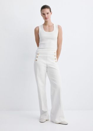 Mango Jeans wide leg bottoni laterali bianco - Donna - 36 - MANGO
