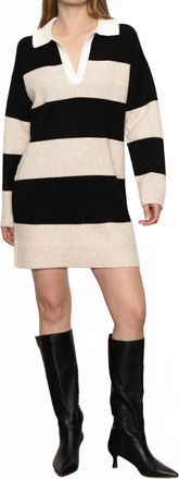Sanctuary Polo Striped Sweater Dress In Black