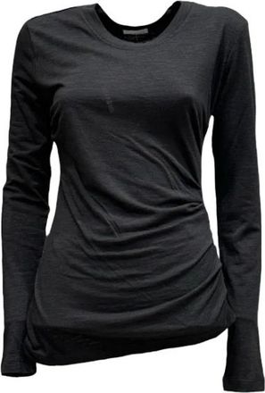 Isabel Marant Ineta Top met lange mouwen en gedrapeerd effect - Dames - Longsleeves - Zwart - L - Wol - Tops
