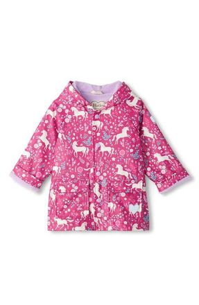 Hatley Unicorn Forest Hooded Rain Coat in Pink at Nordstrom, Size 12-18M