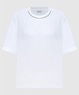 Brunello Cucinelli White Relaxed Cotton Shirt, Size Medium