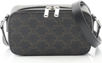 Celine Black Brown Coated Canvas Leather Shoulder Bag (Pre-Owned)