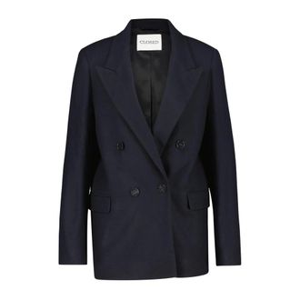 Closed Fitted Double-breasted Blazer - Heren - Jassen - Blauw - Maat: L Wol