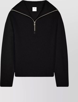 Courr&egrave;ges wool fine-ribbed v-neck jumper