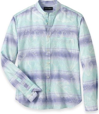 Paul Fredrick Slim Fit Linen Blend Ombre Stripe Casual Shirt