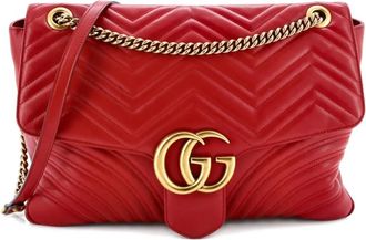 Gucci GG Marmont Flap Bag Matelasse Leather Large shoulder bag - Rood