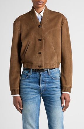 Tom Ford Velvety Suede Jacket in Khaki at Nordstrom, Size 38