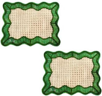 Coro Cora Wavy Rectangular Placemat - Set of 2 in Green/dark Green at Nordstrom