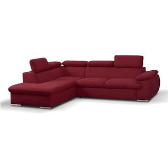 Vente-Unique Vente-unique - Divano letto angolare con contenitore in tessuto Rosso - Angolo a sinistra - fabien