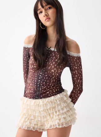 Twik Womens Ruffled lace minishort