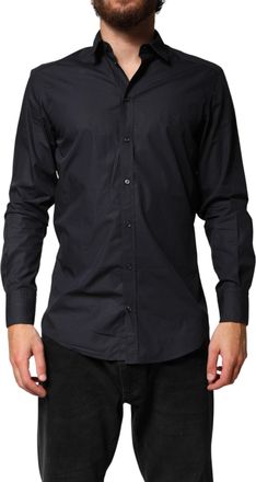 Dolce & Gabbana Mens Black Cotton Long Sleeves Dress Formal Shirt