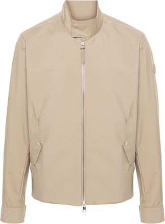 Moncler Chaberton appliqu&eacute;-logo jacket - men - Calf Leather/Polyester/Polyester - 5 - Neutrals
