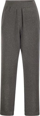 Brunello Cucinelli Wide Broeken - Dames - Wijde Broeken - Grijs - XS - Katoen - Broeken