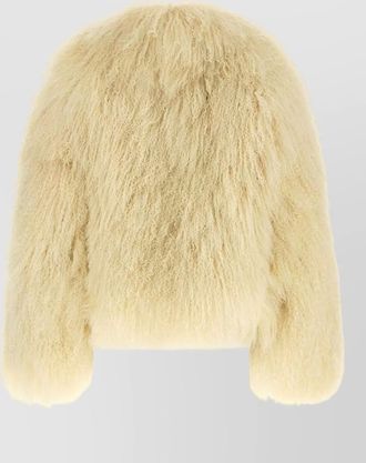 BLANCHA cashmere cropped v-neck shearling coat
