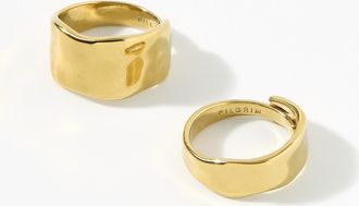 Pilgrim Womens Wide adjustable wavy rings Set of 2