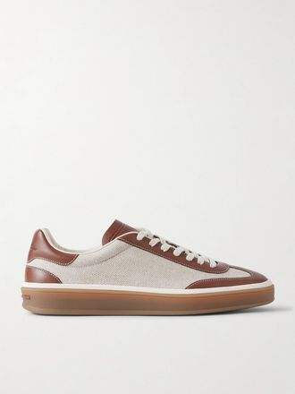 Loro Piana Sneakers In Tela Con Finiture In Pelle Tennis Walk - Neutri