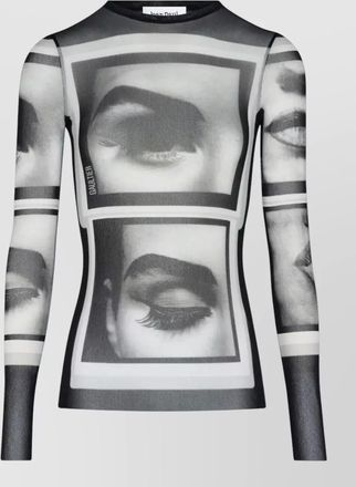 Jean Paul Gaultier mesh longsleeve top eyes and lips
