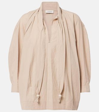 Christophe Lemaire Blusa de crep&eacute; de algod&oacute;n anudada