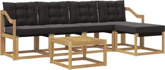 vidaXL Conjunto De Sof&aacute;s De Exterior 6 Uds. Blanco Y Negro Vidaxl