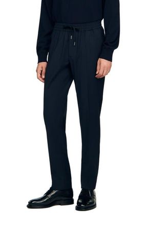 Sandro Elasticated straight-leg trousers in Navy Blue at Nordstrom, Size 46 X 31 Eu