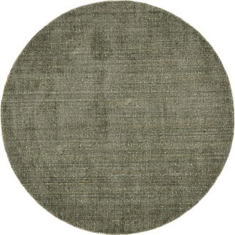 THEKO Alfombra de viscosa tejida a mano a rayas - verde diam 190 cm