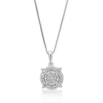 Vir Jewels 1/10 cttw Lab Grown Diamond Composite Pendant Necklace in Sterling Silver with Chain For Women