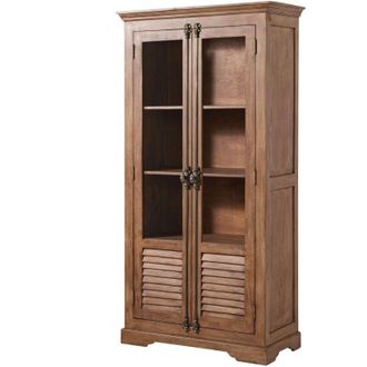 Massivmoebel24 Vetrina In legno di Mango 97x45x190 oliato beige toulouse 01