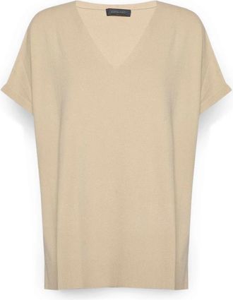 Elena Miro Viscose V-neck Trui - Dames - V-hals truien - Beige - 2XL - Polyester - Truien & Vesten