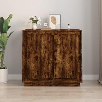 vidaXL Vidaxl - Aparador Madera Contrachapada Color Roble Ahumado 80x34x75 Cm