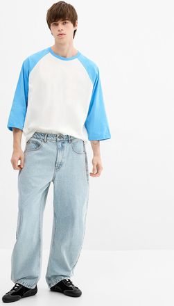 Djab Mens Blue acid-wash loose jean Malasaa fit - Barrel