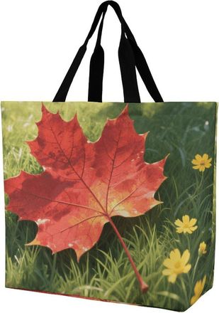 Generic Pretty Leaves Tote Bag Lightweight Handbag Large Capacity Grocery Bags For Ladies Camping Yoga