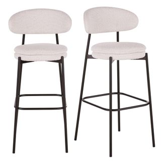 Maisons du monde Set de 2 sillas altas de bar de acero negro y tela de rizo de 78 cm