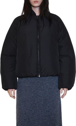 Mango Insulated Bomber Jacket in Black at Nordstrom, Size Medium