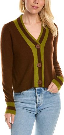 525 america Womens V-Neck Striped Trim Cardigan In Pattern