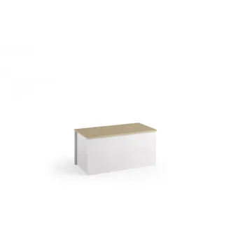 Terraneo Baule Contenitore Con Chiusura Rallentata Soft Closing Bianco Con Top Cannettato Chiaro 90x45x45 Cm - Terraneo