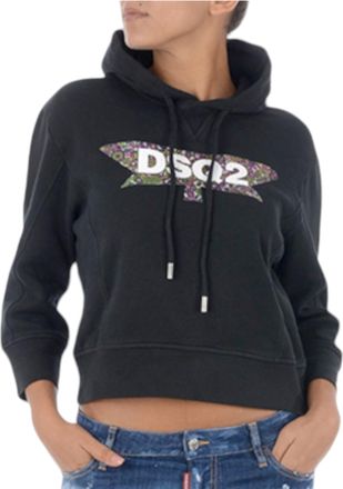 Dsquared2 Womens Pullover Hoodies Fleece Sweatshirts Casual Hooded Jumpers Black Cotton - Size X-Small