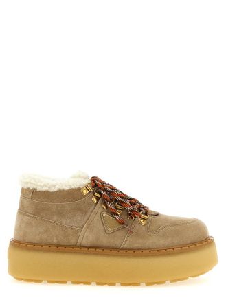 Prada Beige Lace-up Ankle Boots