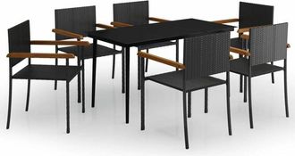 vidaXL 7 Piece Garden Dining Set Black vidaXL