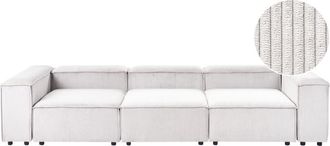 Beliani Sof&aacute; Modular 3 Plazas Moderno Patas Negras Tapizado Pana Blanco Crema Ardal