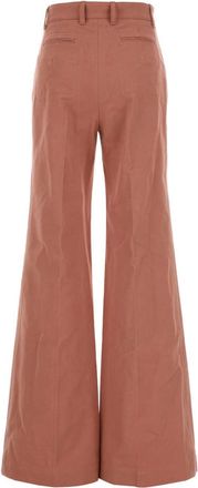 Chlo&eacute; Womens Flared Leg Cotton Trousers Pink
