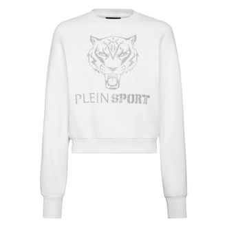 Plein Sport Sweatshirt Tiger - Dames - Sportshirts - Wit - L - Katoen - Fitness