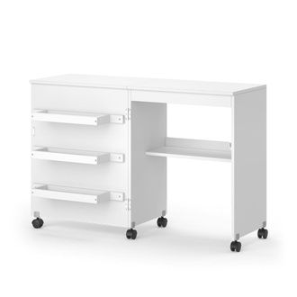 Vicco La Mesa De Costura Carmen, Blanco, 118 X 79.3 Cm Con 3 Estantes, Vicco